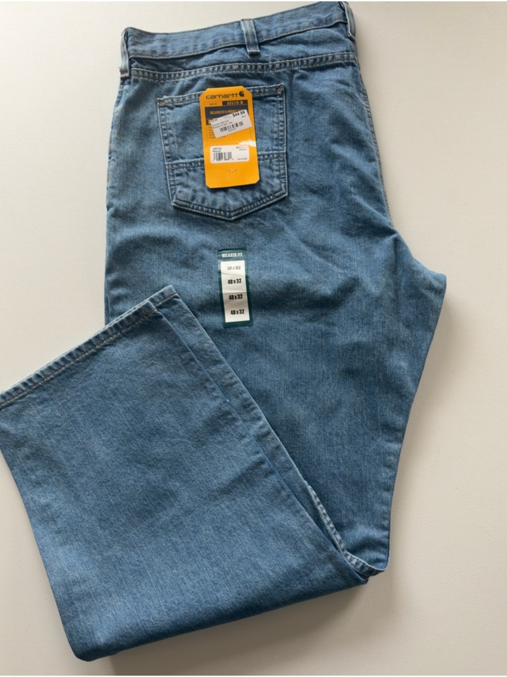 NWT Carhartt Men’s Light Blue Straight Fit Jeans 48x32 (KB4)
